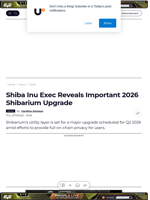 Shiba Inu Exec Reveals Important 2026 Shibarium Upgrade - U.Today