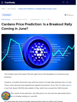 Cardano Price Prediction: Is a Breakout Rally Coming in June?