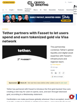 Tether partners with Fasset to let users spend and earn tokenized gold via Visa network