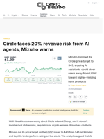 Circle faces 20% revenue risk from AI agents, Mizuho warns