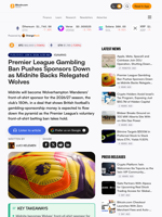 Premier League Gambling Ban Pushes Sponsors Down as Midnite Backs Relegated Wolves