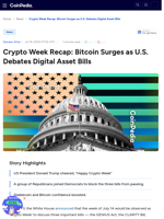 Crypto Week Recap: Bitcoin Surges as U.S. Debates Digital Asset Bills