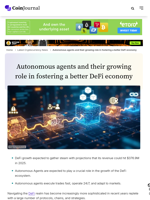 Autonomous agents and their growing role in fostering a better DeFi economy - CoinJournal