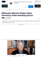 Billionaire Bitcoin Holder Dalio: Monetary Order Breaking Down - U.Today