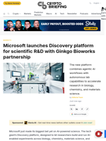Microsoft launches Discovery platform for scientific R&D with Ginkgo Bioworks partnership