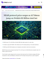 NEAR protocol price surges as AI Tokens jump on Nvidia’s $5 Billion intel bet - CoinJournal