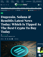 Dogecoin, Solana & Remittix Latest News Today: Which Is Tipped As The Best Crypto To Buy Today - Crypto Daily