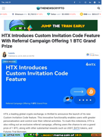 HTX Introduces Custom Invitation Code Feature With Referral Campaign Offering 1 BTC Grand Prize