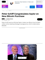 Peter Schiff Congratulates Saylor on New Bitcoin Purchase - U.Today