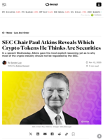SEC Chair Paul Atkins Reveals Which Crypto Tokens He Thinks Are Securities - Decrypt