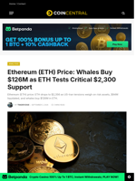 Ethereum (ETH) Price: Whales Buy $126M as ETH Tests Critical $2,300 Support - CoinCentral