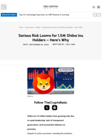 Serious Risk Looms for 1.5M Shiba Inu Holders – Here’s Why