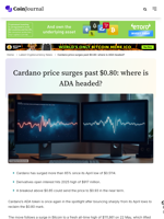 Cardano price surges past $0.80: where is ADA headed? - CoinJournal