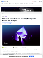 Ethereum Foundation is Staking ETH Again, What Does It Signal?