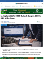 Metaplanet Lifts 2026 Outlook Despite $680M BTC Write-Down