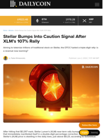 Stellar Bumps Into Caution Signal After XLM’s 107% Rally - DailyCoin