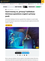 Hard Money Vs. Privacy? Saifedean Ammous Questions Crypto's Privacy Push