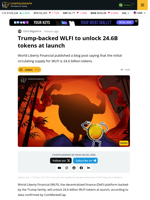 Trump-Backed WLFI to Unlock 27 Billion Tokens at Launch