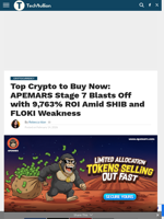 Top Crypto to Buy Now: APEMARS Stage 7 Blasts Off with 9,763% ROI Amid SHIB and FLOKI Weakness - TechBullion
