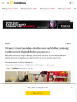 MoneyGram launches stablecoin on Stellar (XLM), joining rush toward digital dollar payments