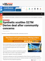 Synthetix scuttles $27M Derive deal after community concerns - The Crypto News Wire