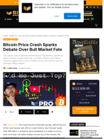 Bitcoin Price Crash Sparks Debate Over Bull Market Fate