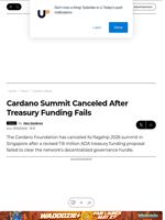 Cardano Summit Canceled After Treasury Funding Fails - U.Today