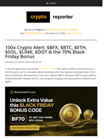 100x Crypto Alert: $BFX, $BTC, $ETH, $SOL, $LINK, $DOT & the 70% Black Friday Bonus