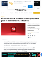 Pinterest stock tumbles as company cuts jobs to accelerate AI adoption