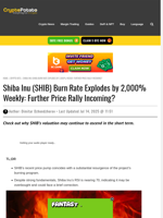 Shiba Inu (SHIB) Burn Rate Explodes by 2,000% Weekly: Further Price Rally Incoming?