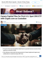 Canary Capital Files for First U.S. Spot CRO ETF with Crypto.com as Custodian - TheNewsCrypto