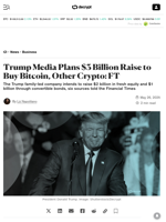 Trump Media Plans $3 Billion Raise to Buy Bitcoin, Other Crypto: FT - Decrypt