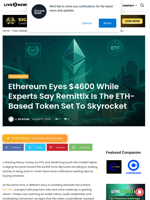 Ethereum Eyes $4600 While Experts Say Remittix Is The ETH-Based Token Set To Skyrocket | Live Bitcoin News