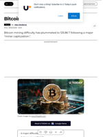 Bitcoin Hashrate Plunges 10% - U.Today