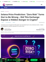 Solana Price Prediction: “Zero Risk” Turns Out to Be Wrong – Did This Exchange Expose a Hidden Danger in Crypto?
