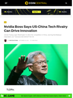 Nvidia Boss Says US-China Tech Rivalry Can Drive Innovation - CoinCentral