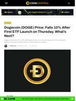 Dogecoin (DOGE) Price: Falls 10% After First ETF Launch on Thursday. What's Next? - CoinCentral