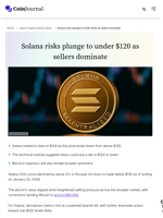 Solana risks plunge to under $120 as sellers dominate - CoinJournal