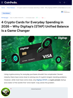 4 Crypto Cards for Everyday Spending in 2026 – Why Digitap’s ($TAP) Unified Balance Is a Game Changer