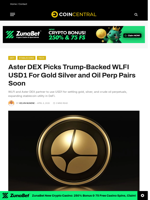 Aster DEX Picks Trump-Backed WLFI USD1 For Gold Silver and Oil Perp Pairs Soon