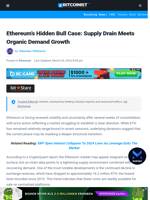 Ethereum’s Hidden Bull Case: Supply Drain Meets Organic Demand Growth | Bitcoinist.com