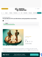 US spot Bitcoin ETFs see $1B inflows amid geopolitical uncertainty