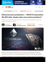 Ethereum price prediction — Will ETH stay below $2,350 after whales take more short positions? - AMBCrypto