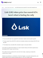 Lisk (LSK) token price has soared 62%: here’s what is fueling the rally - CoinJournal