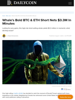Whale’s Bold BTC & ETH Short Nets $3.3M In Minutes - DailyCoin