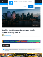 Deadline Set: Singapore Bans Crypto Service Exports Starting June 30