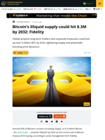 BTC Illiquid Supply Could Reach 8.3M by Q2 2032 Fidelity Predicts