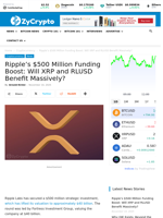 Ripple’s $500 Million Funding Boost: Will XRP and RLUSD Benefit Massively? ⋆ ZyCrypto