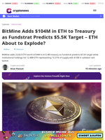 BitMine Adds $104M in ETH to Treasury as Fundstrat Predicts $5.5K Target – ETH About to Explode?