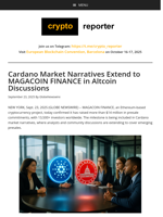 Cardano Market Narratives Extend to MAGACOIN FINANCE in Altcoin Discussions